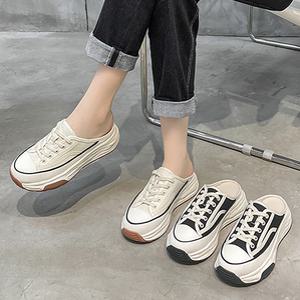 통굽 스니커즈 2color 봄 여성 데일리 키높이 캐주얼 뮬 캔버스운동화