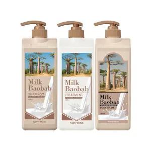 밀크바오밥 오리지널 아이보리머스크, 1L, 3개 (샴푸1개+트리트먼트1개+바디워시1개)