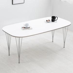 [공간미가구]퓨리 HPL 실버엣지 1800X900 타원형 스탠드 테이블 6인 주방 식탁 카페 인테리어 회의