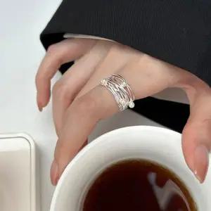 록시 실버 오픈링 레이어드 포인트 반지