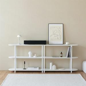 룸앤홈 데일리 하프 라운드 선반 3단 800 화이트/오크화이트