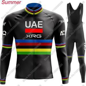 [누리자전거]2025 UAE 세계 챔피언 팀 긴 소매 사이클링 저지 세트 남자 여름 겨울 의류 정장 MTB 자전거