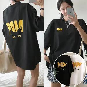 다크냥이 BOX 여성 오버핏 반팔 티셔츠 (2컬러) 박스티 빅사이즈