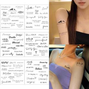 타투 6시트 영어 구절 따옴표 문신 스티커 오래 지속되는 여성을위한 피크  바디