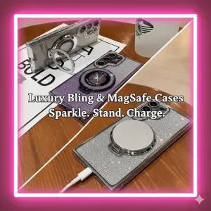 S25Ultra Magsafe 반짝이 브래킷 케이스 갤럭시 S24 S23 S22 울트라 S25 플러스 A55 A53 A52S A15 A16 마그네틱 다이아몬드 커버