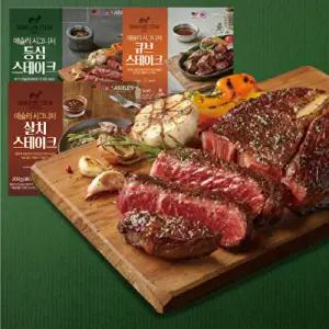 [애슐리홈스토랑]시그니처 스테이크 3종 3팩 골라담기(등심/살치/큐브)