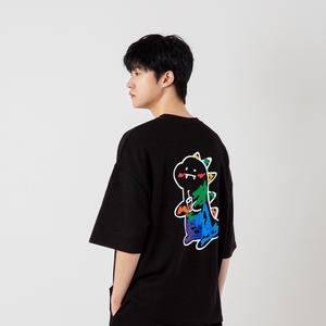 레인보우 리틀 다이노 사우르스 반팔티 색상 2종 상의 오버핏 루즈핏 캐주얼 커플티 남자 여자 남녀공용