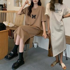 롱 원피스 루즈핏 빅사이즈 편안한 반팔 부드러운 홈웨어 CH284