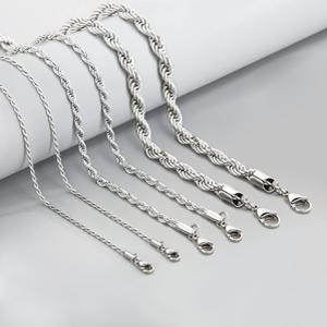 남자 은 목걸이 실버 백금 도금 화이트 골드 써지컬스틸 로프 체인 목걸이 줄