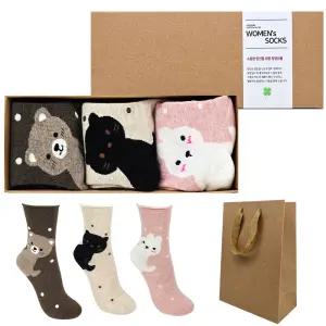 여성 큐티 [3매입] 양말선물세트 쇼핑백포함 추석명절 구정설날선물 어버이날단체 회사 행사 답례품