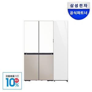 [카드7%]삼성전자 비스포크 4도어 냉장고 1도어 변온 세트 RM70F64R1ZG+RZ24C59G0AP 1등급 877리터 키친핏
