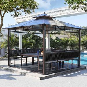 에코가든 파고라 야외 싱글 4열 거즈커튼 캠핑장 5M 퍼걸러 조립식파고라 5X3