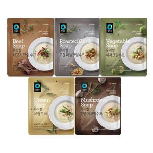 청정원 우리쌀 크림 수프 60g 5종 택30개 쇠고기 구운마늘 야채 양송이