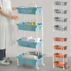 틈새 수납선반 이동식 트롤리 팬트리 주방 카트 4단 트롤리선반 이동식트롤리 이동식선반