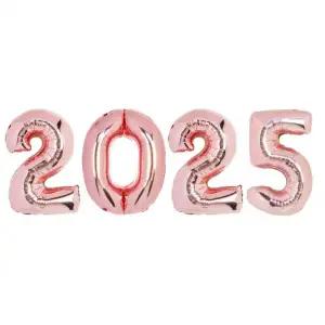 숫자 2025 로즈골드 에어벌룬 1세트 풍선 은박 반짝이 홈 연말 신년 파티 이벤트
