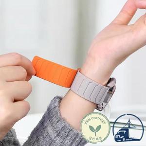 삼성 갤럭시 워치 7/FE/6/5/4 40mm 6 클래식 실리콘 마그네틱 루프 팔찌 밴드 Amazfit Bip 벨트용 스트랩