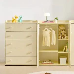 [아씨방가구]도리 E0 유아 키즈 아기 옷장 세트 1600 (선반+서랍)