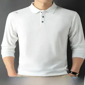 긴팔 카라 셔츠 티 폴로 가을 Jeanswest 남자 남성 긴 흰색 탑 봄 2025 표준 맞춤 순수 전자 상 청 캐주얼