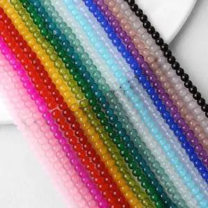 싼비즈 [4008-01]원석 라운드 합성백옥 약3mm ,1줄