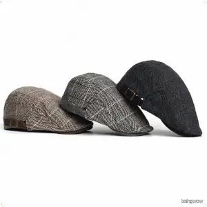 중년남성 모직 헌팅캡 체크 울모자 신사 아버지 가을 겨울 방한모