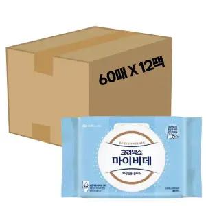 [NS홈쇼핑]마이비데 물티슈 대용량 캡형 60매 x 12팩 클린케어 화장실용 비데용 물에녹는 비..[35429554]