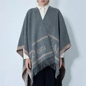 막스마라 Hilde 힐데 로고 모티프 울 케이프 판초 멜란지 그레이 4546071 600 003