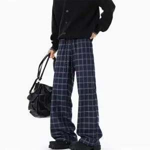 배기팬츠 남성 배기 바지 빈티지 체크 캐주얼 긴 힛템