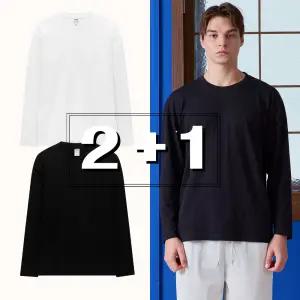 [3장세트] 남여공용 30수 순면 무지 이너 레이어드 긴팔 티셔츠 A24T108