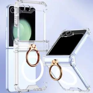 갤럭시 Z플립4,5,6,7 맥세이프 에어쿠션 힌지 보호 골드링 투명 젤하드 제트플립