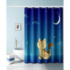 3겹방수 패브릭 욕실 램프 180 이국문양 고양이 200x200cm 150 120 샤워커튼