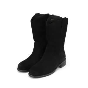 바바라 소가죽 베이직 웨스턴 고리 장식 여성 앵클부츠 4cm_BBH863