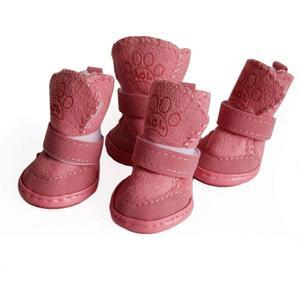 강아지 신발 강아지 부츠 스노우 부츠 발 보호기, 미끄럼 방지 강아지 신발, 강아지 호주 부츠 반려동물 미끄럼 방지 신발 겨울 따뜻한 스키드 프로스니커즈 (L, 핑크)