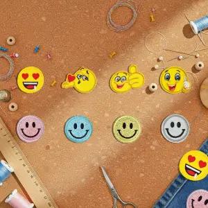 패브릭 전용 다림질 열부착 자수 패치 스마일 디자인 8개입 세트