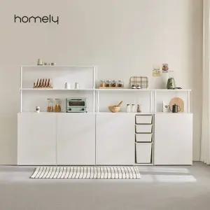 홈리 심플리 화이트 E0 엠보시트 다용도 높은 선반 수납장 1200