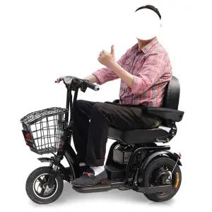 노인 전동 스쿠터 접이식 세발 자전거 보행 보조기 스쿠터(48V 12Ah 리튬) - 레드