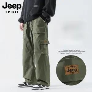 JEEP SPIRIT 남성용 와이드 카고팬츠 가을 빅사이즈 캐주얼 바지