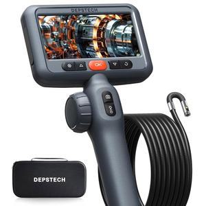 조명이 있는 DEPSTECH 듀얼 렌즈 관절 내시경 카메라, 4.5인치 화면 양방향 산업용 보어스코프, 유연한 스네이크 스코프, 벽 엔진 자동차 정비용 비디오 검사 카메라 도구 - 10FT
