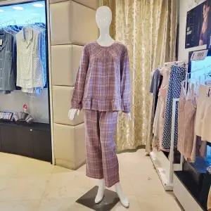 [대구백화점] [비너스]여성 라운드넥 체크 파자마세트(VPA4555W)