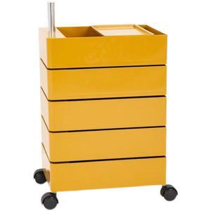 마지스트롤리 360도 회전 5단 쇼핑 블랙 스텐 투명 캐비닛 4층 수납함 오렌지 풀리