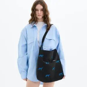 [크라프얀] 린넨 에코백 코지사파리 블루블랙