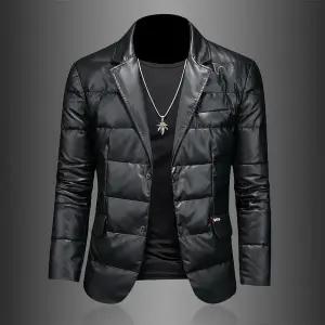 경량 패딩 고급 남성 다운 자켓 재킷 시즌 인기 상품 겨울 코트 90 화이트 덕다운 가죽 슈트 칼라 트렌드
