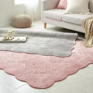 [루나앤슬립] (점보특대형)워싱 장모 극세사 목화솜 자수 퀼팅 카페트 2개