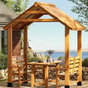 리조트 펜션 풀빌라 야외 테라스 테이블 세트 카페 의자 탁자 나무 U488N