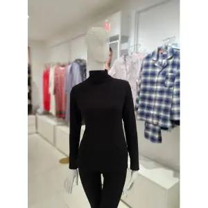 갤러리아 블랙 아크릴 골지 여성 터틀넥 내의상의 TAWES913 BK