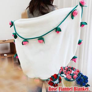 꽃다발담요 휴대용 완제품 장미 담요 플란넬 부드러운 낮잠 꽃다발 기념일 선물