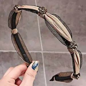 [콩심팥심]큐빅 헤어밴드 머리띠 브라운 여자친구선물