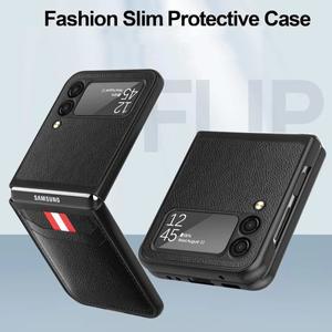 삼성 Z 플립 7 3 4 5 6 FE 눈부심 방지 가죽 케이스 갤럭시 5G 카드 홀더)