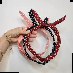 여름 복고풍 땡땡이 무늬 와이어 리본 머리띠