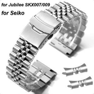 쥬빌리 SKX007/009 세이코 커브드 엔드 솔리드 스테인리스 스틸 시계줄 스트랩 18mm 20mm 남녀 공용 팔찌