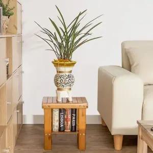 [콩심팥심]보조의자 미니스툴 사각 대나무 간이 미니선반 소품진